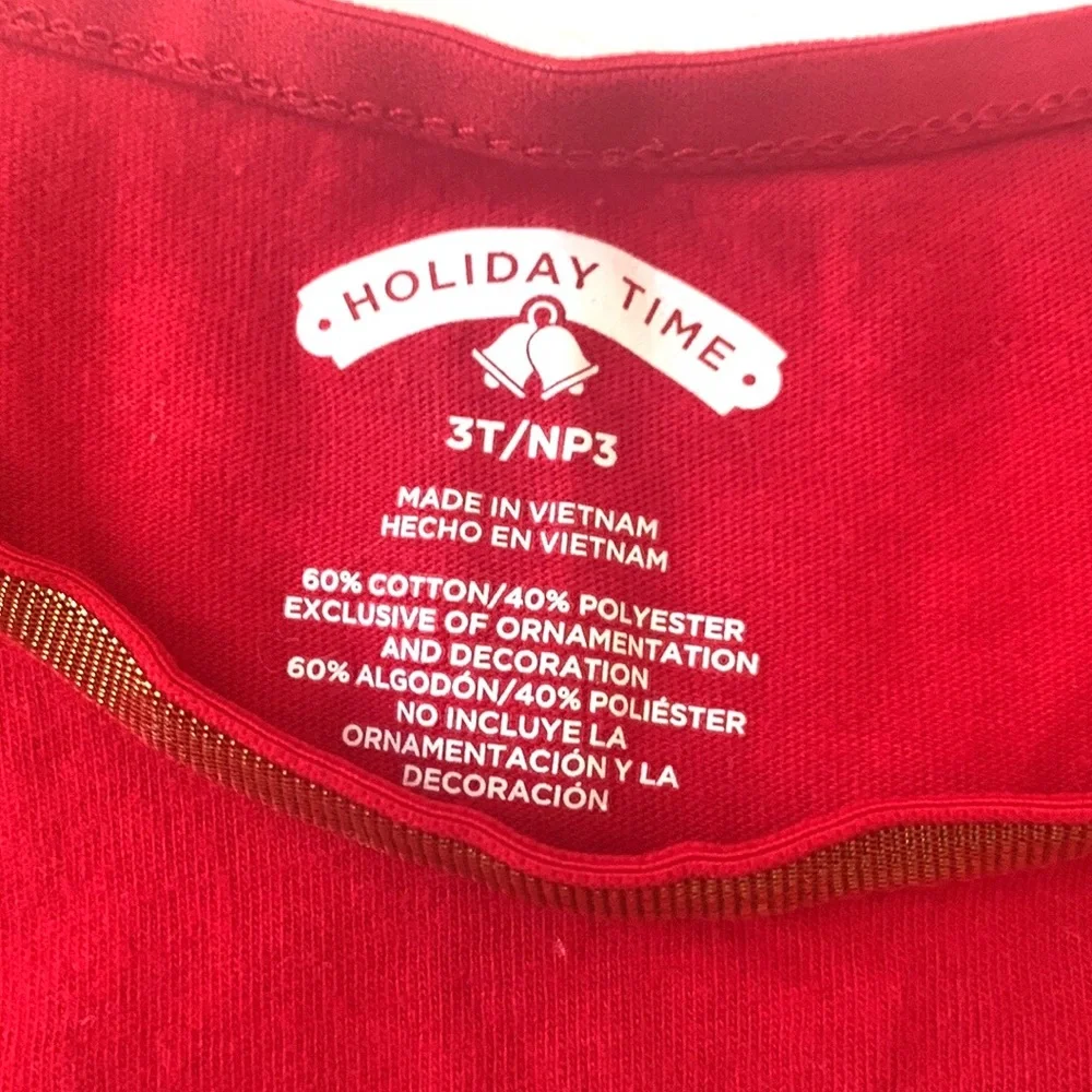 Girls 3T Christmas Holiday Candy Cane Red Shirt Long Sleeves Kids Toddler